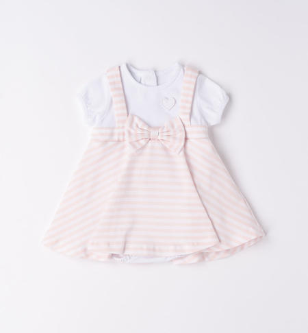 Pagliaccetto neonata a righe ROSA