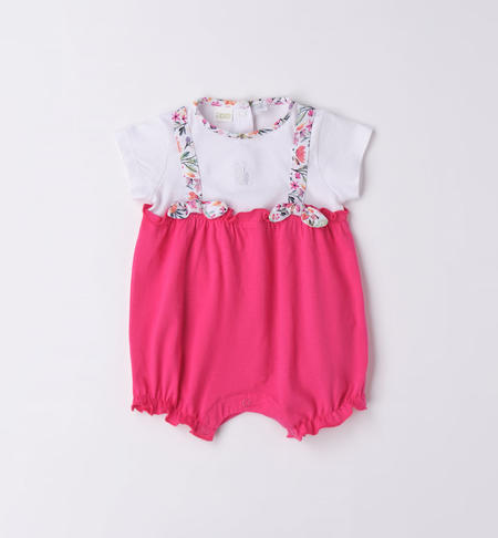 iDO girl's romper with braces from 0 to 18 months FUXIA-2437