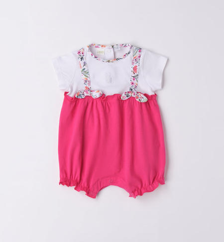 Pagliaccetto neonata bretelle FUCSIA