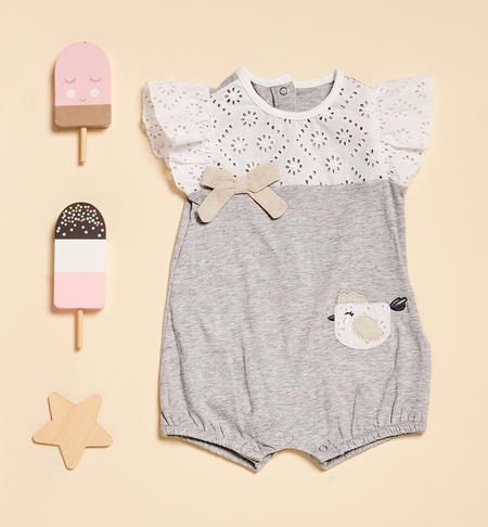 iDO baby girl's romper with san gallo from 0 to 18 months GRIGIO MELANGE-8992