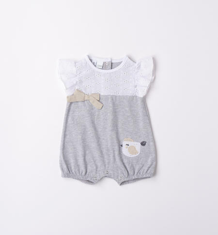 Pagliaccetto neonata con san gallo da 0 a 18 mesi iDO GRIGIO MELANGE-8992