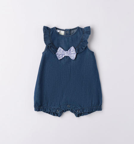Lightweight denim girl's romper STONE WASHED-7450