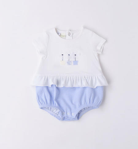 Baby girl romper with flowers BIANCO-0113