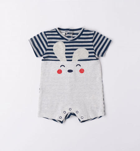iDO baby boy bunny romper from 0 to 18 months GRIGIO MELANGE-8948