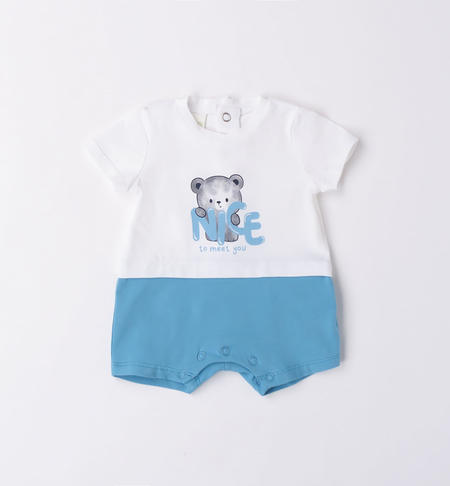 Baby boy teddy bear romper LIGHT BLUE