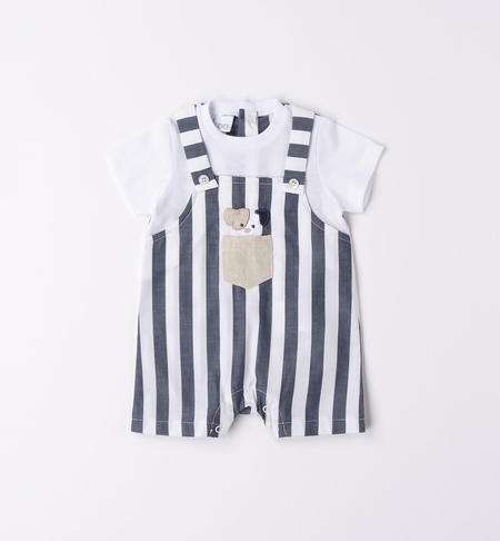 Pagliaccetto neonato salopette rigata BLU