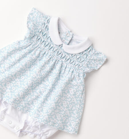 Baby girl romper suit BIANCO-ACQUA-6BZN
