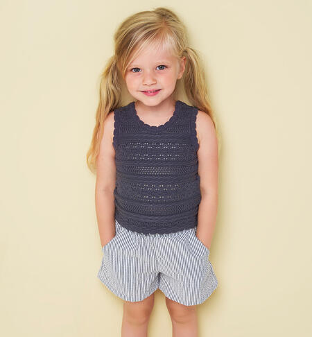 Girls' striped shorts GREY