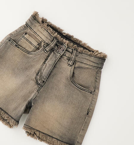 Pantaloncini per ragazza BLACK STONE WASH+OVERDYED BEIGE-7919
