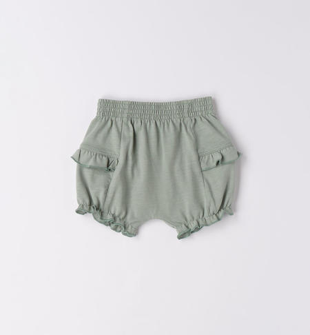Pantaloncino corto neonata con ruches VERDE