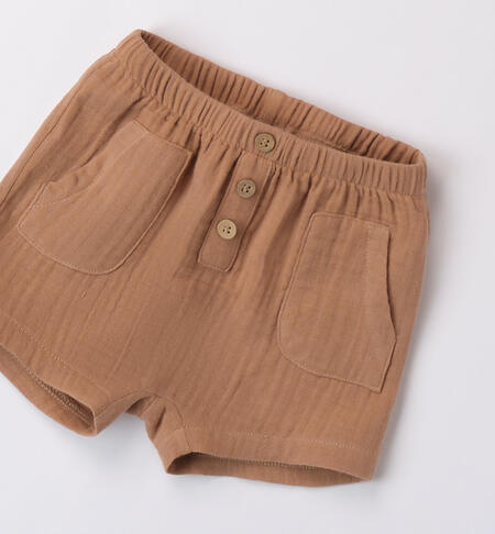 Baby boys' canvas trousers BEIGE-0729