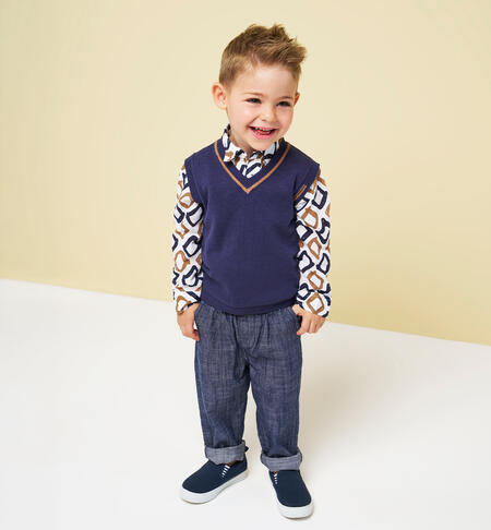 100% cotton children's trousers BLUE