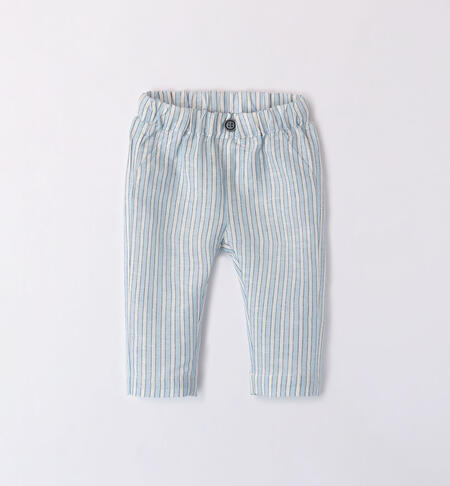 Boys' striped trousers LIGHT BLUE