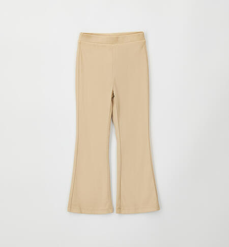 Girls' flared trousers BEIGE