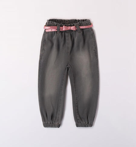 iDO belted trousers for girls from 9 months to 8 years GRIGIO CHIARO-7992