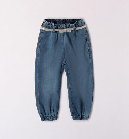 Girls' belted trousers BLUE