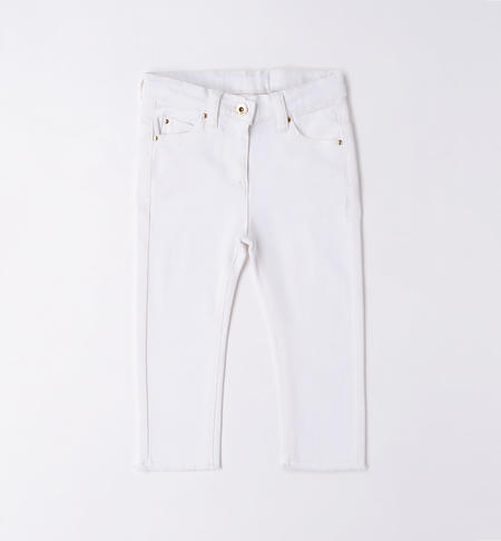 Pantalone bambina in twill BIANCO
