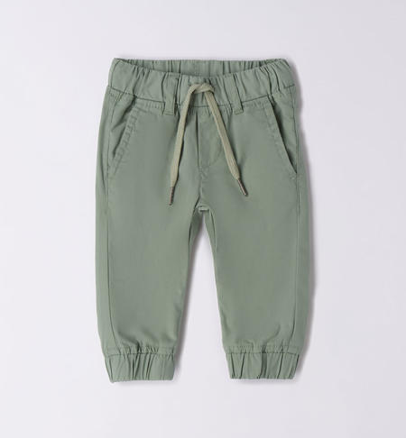 iDO 100% cotton trousers for boys from 9 months to 8 years VERDE SALVIA-4715