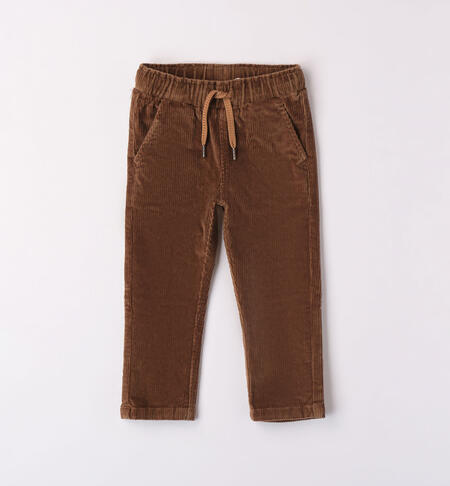 Boys' corduroy trousers BROWN