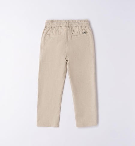 iDO linen and viscose trousers for boys from 9 months to 8 years BEIGE-0451