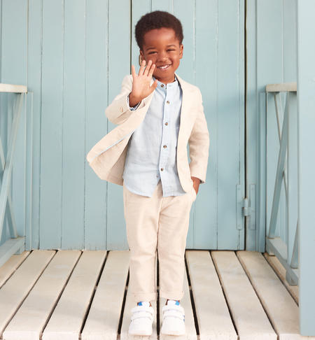 iDO linen and viscose trousers for boys from 9 months to 8 years BEIGE-0451