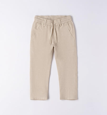 iDO linen and viscose trousers for boys from 9 months to 8 years BEIGE-0451