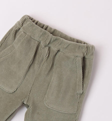 iDO velvet-effect chenille trousers for boys from 1 to 24 months VERDE SALVIA-4921