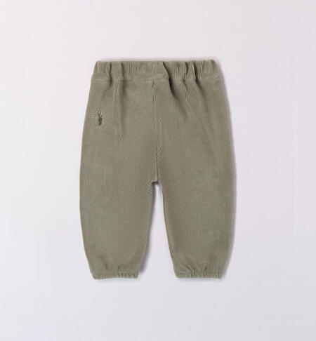 iDO velvet-effect chenille trousers for boys from 1 to 24 months VERDE SALVIA-4921