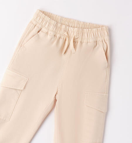 Girls' cargo trousers  BEIGE-1033