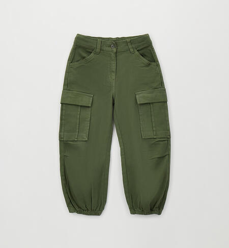 Pantalone cargo bambina VERDE MILITARE-5554