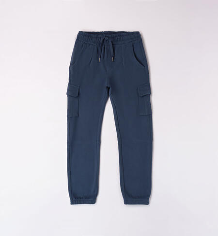 Pantalone cargo in felpa per ragazzo da 8 a 16 anni iDO BLU-3656
