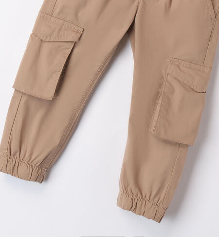 Boys' cargo trousers in cotton BEIGE-0414