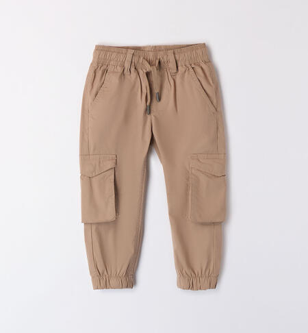 Boys' cargo trousers in cotton BEIGE-0414