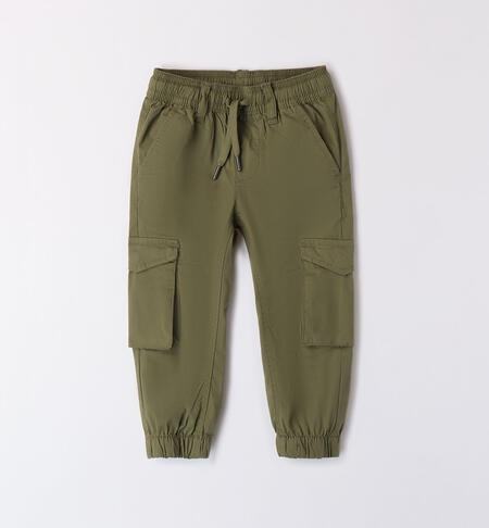 Boys' cargo trousers in cotton VERDE MILITARE-5457
