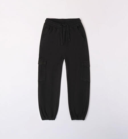 Girls' cargo trousers BLACK