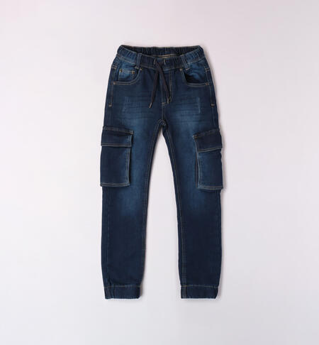 Pantalone cargo ragazzo in denim da 8 a 16 anni iDO BLU-7750