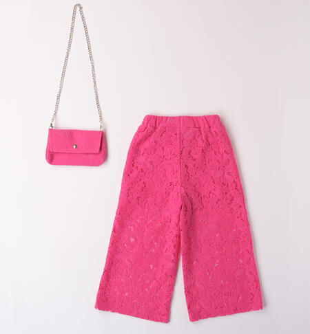 Pantalone con borsetta per bambina  FUXIA-2445