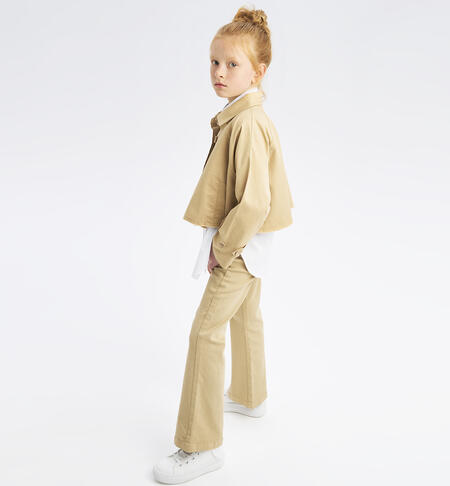 Girl's belted trousers BEIGE-0764