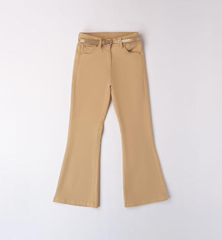 Pantalone con cintura per ragazza BEIGE-0764