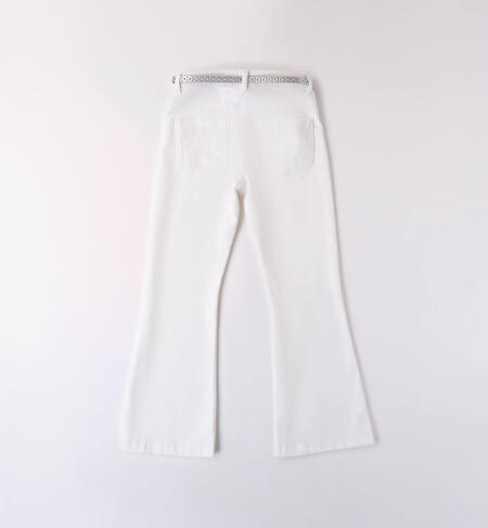 Girl's belted trousers BIANCO-0113
