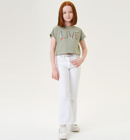 Girl's belted trousers WHITE