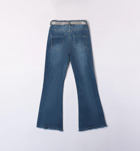 iDO belted trousers for girls from 8 to 16 years STONE WASHED CHIARO-7400