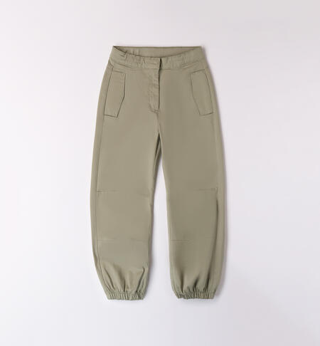 Girl's cuffed trousers VERDE MILITARE-4836