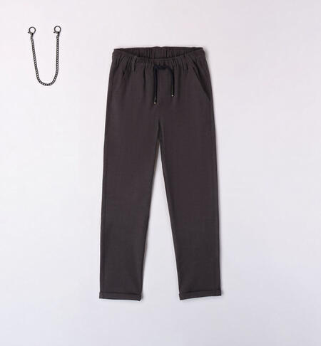 iDO trousers with a keyring for boys from 8 to 16 years GRIGIO MELANGE SCURO-8994
