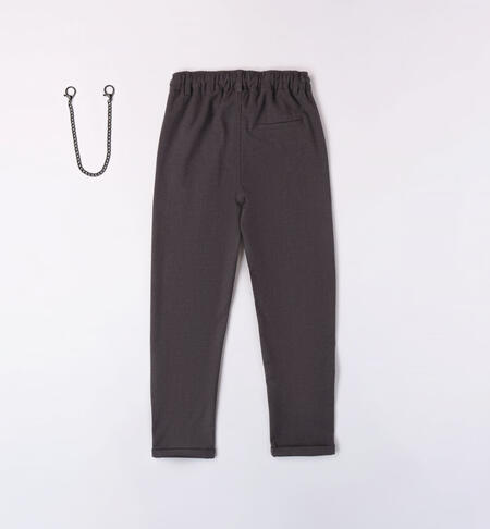 iDO trousers with a keyring for boys from 8 to 16 years GRIGIO MELANGE SCURO-8994