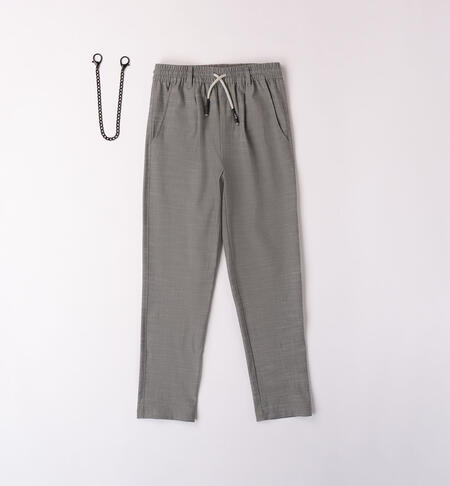 Boys' trousers with a keyring GREY