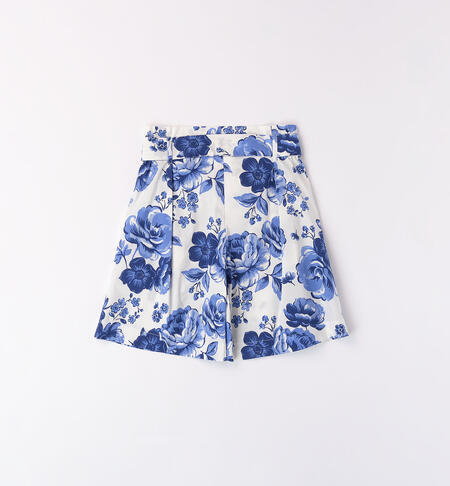 Girl's floral shorts BLU-BIANCO-6ALF