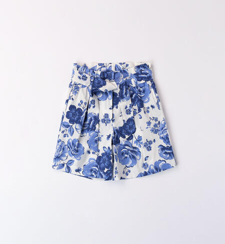 Girl's floral shorts BLU-BIANCO-6ALF