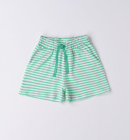 Pantalone corto bambina rigata VERDE