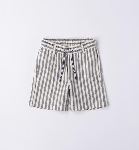 Pantalone corto bambino fantasia rigata BLU